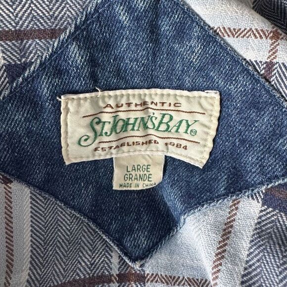 Vintage St. John’s Bay Denim Embroidered Patchwork Barn Jacket - Picture 7 of 12